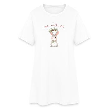 Bunny Under Mistletoe Christmas Design - Women’s T-Shirt Dress - white - Front