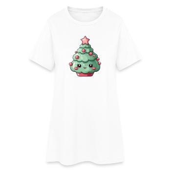 Kawaii Weihnachtsbaum Charme - Frauen T-Shirt-Kleid - Weiß - Vorne