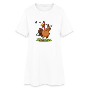 Thanksgiving Humour Turquie Golf - Robe T-shirt Femme - blanc - Devant