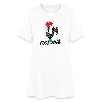 Barcelos Rooster, Colorful Symbol of Portugal - Women’s T-Shirt Dress - white - Front