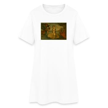 Chats sur la scène de la coquille dans le style de la peinture - Robe T-shirt Femme - blanc - Devant