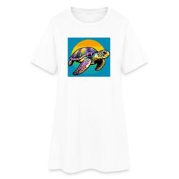 tortue - Robe T-shirt Femme - blanc - Devant