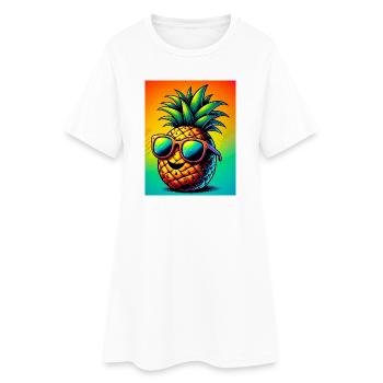 Ananas - Frauen T-Shirt-Kleid - Weiß - Vorne