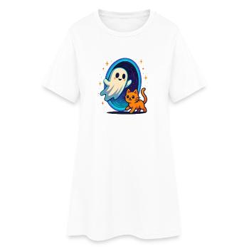 Chat fantôme à travers le portail stellaire - Robe T-shirt Femme - blanc - Devant
