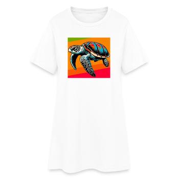 tortue - Robe T-shirt Femme - blanc - Devant