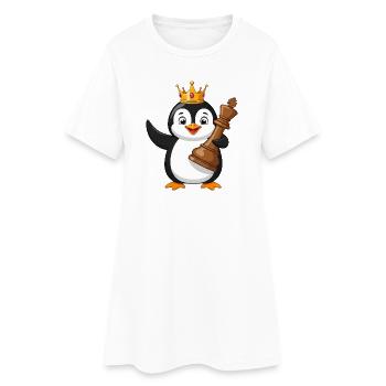 drôle pingouin joueur d’échecs dessin animé joie - Robe T-shirt Femme - blanc - Devant