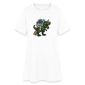 Astronaut Riding Unicorn T-Rex - Frauen T-Shirt-Kleid - Weiß - Vorne