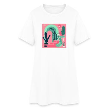 Paysage de jardin abstrait dans le style rétro rose - Robe T-shirt Femme - blanc - Devant
