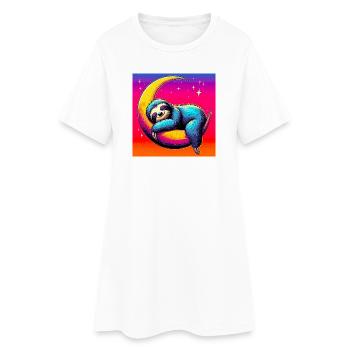 Sloth sleeps on the Moon - Women’s T-Shirt Dress - white - Front