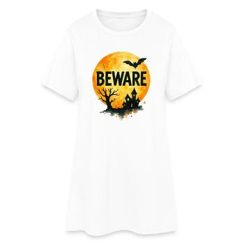 Spooky Haunted House for Halloween - Women’s T-Shirt Dress - white - Front