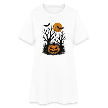 Halloween Citrouille effrayante - Robe T-shirt Femme - blanc - Devant