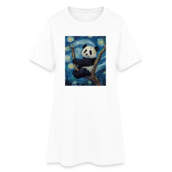 Panda Ours Style Van Gogh Nuit étoilée - Robe T-shirt Femme - blanc - Devant