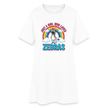 mignon zèbre dessin animé arc-en-ciel fille disant - Robe T-shirt Femme - blanc - Devant