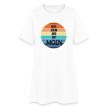 "Keep Calm and Say MOIN" – Retro Sunset - Women’s T-Shirt Dress - white - Front