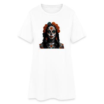 Crâne en sucre Floral Queen - Robe T-shirt Femme - blanc - Devant