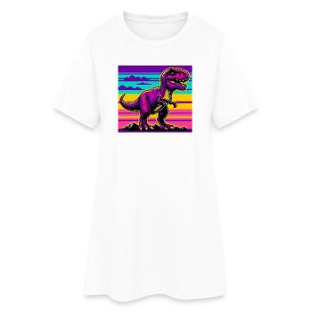 Dinosaurier - Frauen T-Shirt-Kleid - Weiß - Vorne