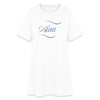 Aura Eleganz Schriftzug - Frauen T-Shirt-Kleid - Weiß - Vorne