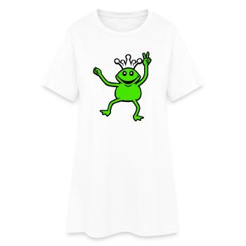 Frosch Krone König Märchen Prinz Prinzessin Peace - Frauen T-Shirt-Kleid - Weiß - Vorne
