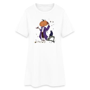 Citrouille fringante en manteau violet - Robe T-shirt Femme - blanc - Devant