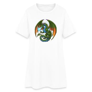 Bleu Vert Dragon Cracheur de Glace - Robe T-shirt Femme - blanc - Devant
