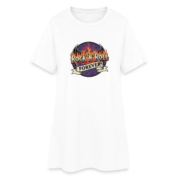 Rock N Roll Forever Flaming Logo - Women’s T-Shirt Dress - white - Front