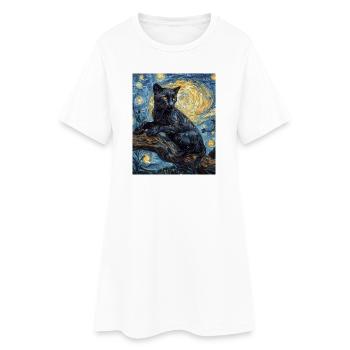 Panthère Nuit étoilée à la Van Gogh - Robe T-shirt Femme - blanc - Devant