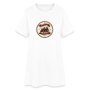Ich würde lieber mähen — Retro-Abzeichen - Frauen T-Shirt-Kleid - Weiß - Vorne