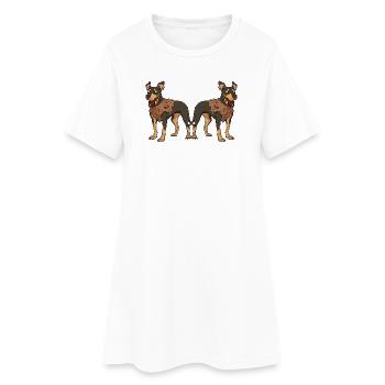 Doberman chien Halloween équipe drôle - Robe T-shirt Femme - blanc - Devant