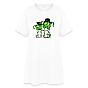2 Gentlemen Caterpillar Top Hat Monocle Bow Tie Rich - Women’s T-Shirt Dress - white - Front