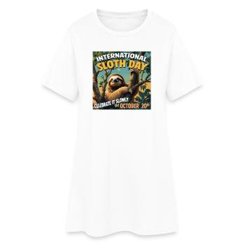 20 octobre – Journée internationale de la paresse - Robe T-shirt Femme - blanc - Devant