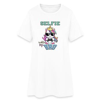 Selfie avec mon frère - Licorne zocken - Robe T-shirt Femme - blanc - Devant