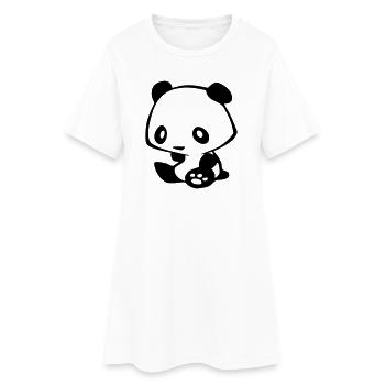 Kawaii Panda – Süßer Manga Bär Bambus - Frauen T-Shirt-Kleid - Weiß - Vorne