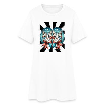 Années 60 Rétro Chats Chat - Robe T-shirt Femme - blanc - Devant