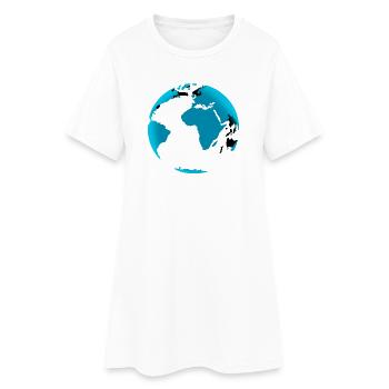 Globe Bleu Noir Néon - Robe T-shirt Femme - blanc - Devant