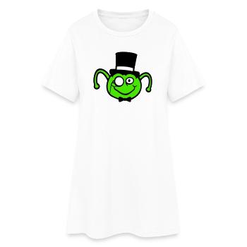 Mr. Caterpillar Top Hat Monocle Bow Tie Gentleman Empire - Women’s T-Shirt Dress - white - Front