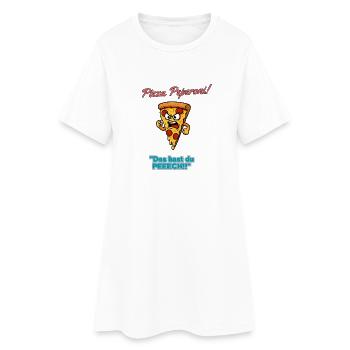 Pizza Peperoni Wütende Slice - Frauen T-Shirt-Kleid - Weiß - Vorne