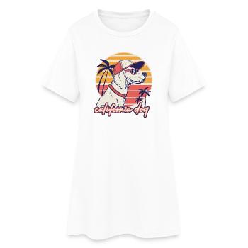 Chien Californie Coucher de soleil Rétro - Robe T-shirt Femme - blanc - Devant