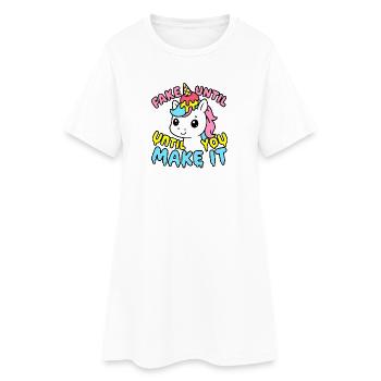 Cute Kawaii Unicorn – Fake It Until You Make It - Robe T-shirt Femme - blanc - Devant
