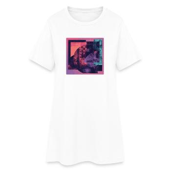 Collage de néons motif géométrique - Robe T-shirt Femme - blanc - Devant