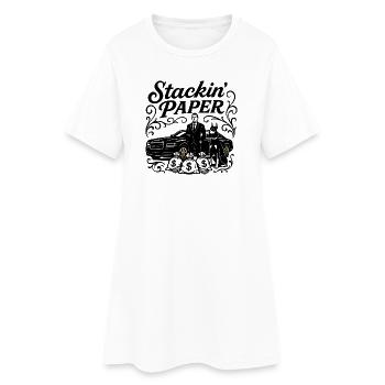 Stackin Paper - Frauen T-Shirt-Kleid - Weiß - Vorne