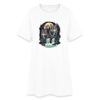 Rétro extérieur nature sauvage ours arbres - Robe T-shirt Femme - blanc - Devant