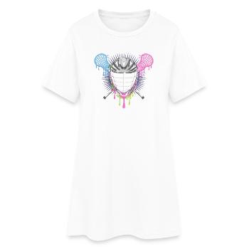 Casque de crosse avec bâtons croisés en bleu - Robe T-shirt Femme - blanc - Devant