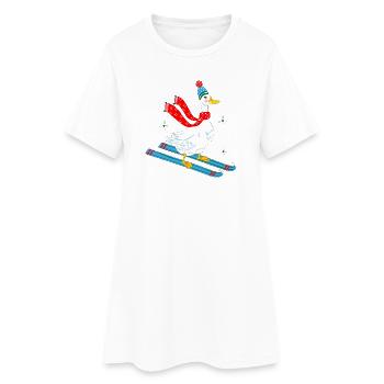 Goose on skis - Women’s T-Shirt Dress - white - Front
