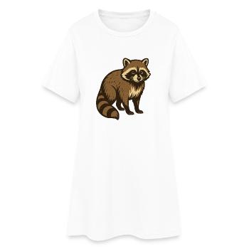 Dessin de raton laveur - Robe T-shirt Femme - blanc - Devant