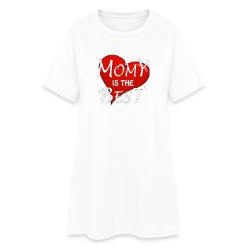 MOMY IS THE BEST - Frauen T-Shirt-Kleid - Weiß - Vorne