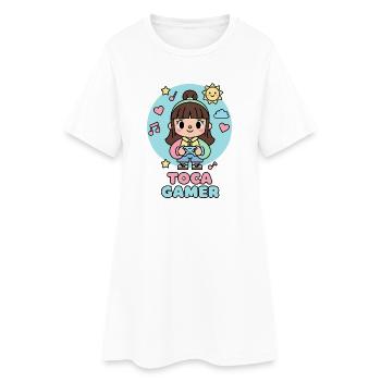 Toca Gamer Kawaii Joy of Gaming - Women’s T-Shirt Dress - white - Front