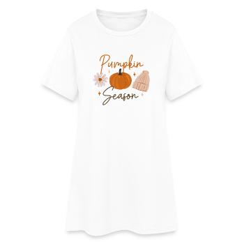 Kürbis Saison Gemütlicher Herbst Druck - Frauen T-Shirt-Kleid - Weiß - Vorne