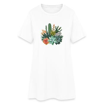 Succulents & Cacti Watercolor Composition - Women’s T-Shirt Dress - white - Front