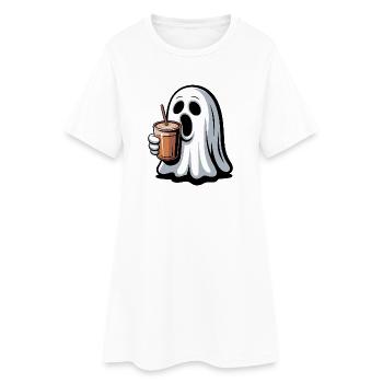Ghost with pumpkin latte - Women’s T-Shirt Dress - white - Front