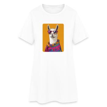 lama - Robe T-shirt Femme - blanc - Devant